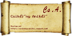 Csikány Anikó névjegykártya