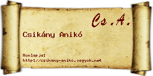 Csikány Anikó névjegykártya